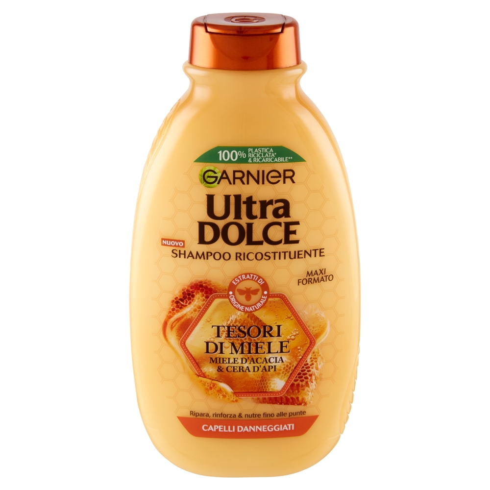 Garnier Ultra Dolce Shampoo Tesori di Miele, con Pappa Reale e Miele Propoli. Senza parabeni, 300 ml